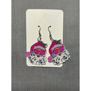 Pink Santa‎ Acrylic Christmas Earrings